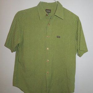 GUESS Plaid Button Up Green White Medium Relaxed